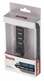 Хаб разветвитель Buro BU-HUB4-0.5L-U2.0, черный