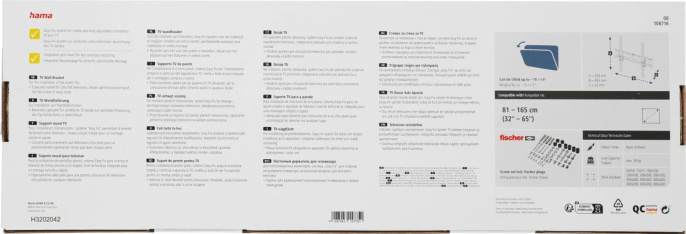 Кронштейн для телевизора Hama H-108716 черный 32"-56" макс.30кг настенный наклон (00108716)