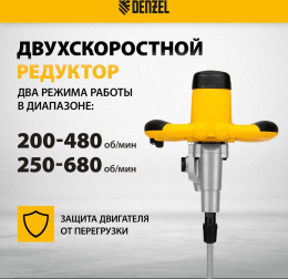 Дрель-миксер Denzel EM-2-1600 1600Вт HEX13 27911
