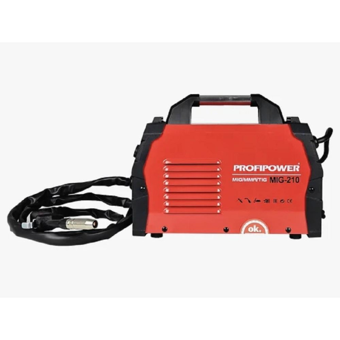 Сварочный полуавтомат инвертор без газа PROFIPOWER MIG-210 MIG/MMA/TIG 3 B 1 20-210A,140-240B,0.8/1.0мм проволки [E0256]