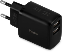 Сетевое зарядное устройство Buro BUWH1, 2xUSB-A, 15.5Вт, 3.1A, черный [buwh15s200bk]