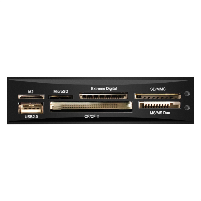 Картридер USB2.0 ExeGate <CR-415> 3.5", мультиформатный: CF/SD/MMC/MS/MS Duo/MS pro/T flash, черный, металл EX283581RUS