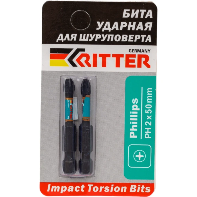 Бита Impact Torsion PH2, 50 мм, намагниченная, 2 шт RITTER PS20112057