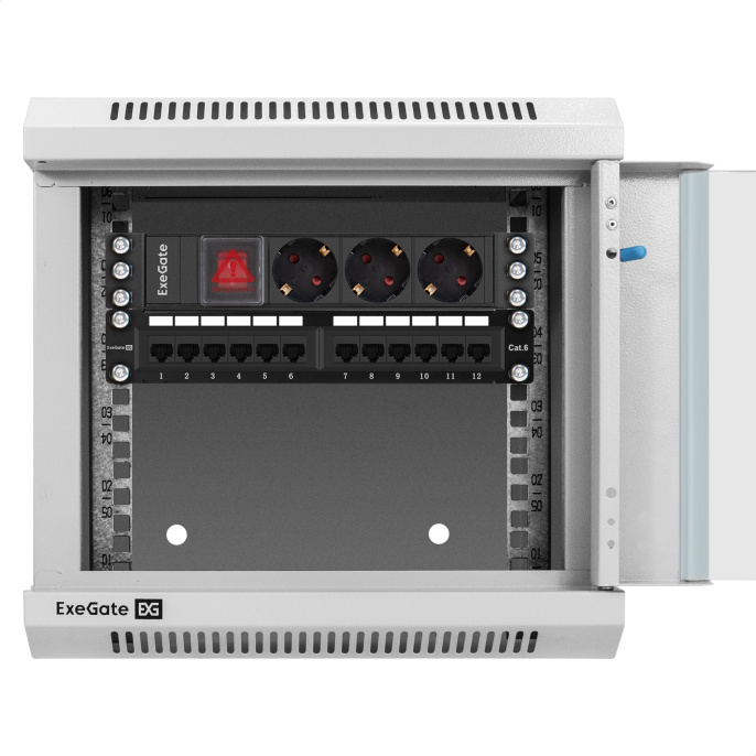 Шкаф телекоммуникационный 10" настенный 4U ExeGate EC-WM-4U.310.G.GREY (10”, 4U, 330x310x230mm (ШхГхВ), передняя дверь закаленное стекло, пыле- и влагозащита IP23, светло-серый RAL 7035) EX300249RUS