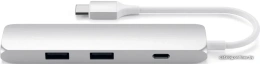 USB адаптер Satechi Slim Aluminum Type-C Multi-Port Adapter with Type-C Charging Port. Интерфейс USB-C. Порты USB Type-C, 2хUSB 3.0, 4K HDMI. Цвет серебряный. (ST-CMAS)