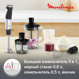 Блендер Moulinex DD67L810, погружной, серебристый/черный