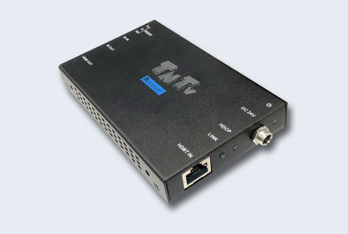 TNTV/TNT MMS-701HDBT-R Удлинитель-приемник, HDMI HDBaseT, 70 м., 1xUTP, макс.разр.3840x2160 30Hz 4:4:4 40м Cat5e/6;1080p 70м Cat5e/6, HDMI+RJ45, DC 24V, max data rate 10.2Gbps;питание: внешний БП/PoC