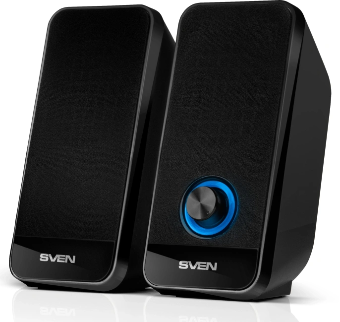 Акустика Sven 320 Black SV-014636 настольная, исполнение: 2.0, выходная мощность RMS : 6 Вт 2х3 Вт , частотный диапазон: 80-20000 Гц, размеры динамиков: Ø 60, питание: USB/DC 5V, цвет: черный
