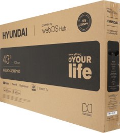 Телевизор LED Hyundai 43" H-LED43BU7100 WebOS Frameless Metal серый/серый 4K Ultra HD 60Hz MEMC DVB-T DVB-T2 DVB-C DVB-S DVB-S2 USB WiFi Smart TV
