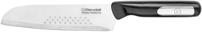 Нож кухонный Rondell Bayoneta RD-1571, сантоку, 180мм, заточка прямая, стальной, черный