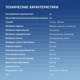 Кресло игровое Oklick -121G, искусственная кожа/сетка, до 150кг, черный/синий