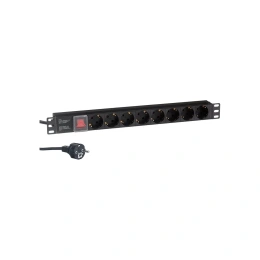 Блок розеток ExeGate ServerPro PDU-19H802 Al-8S-EU1.8CU-SW, 19, 1U, алюминий, 8Schuko, евро, 1.8м 280841