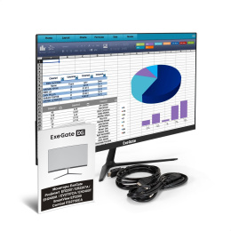 Монитор 23.8" 100 Гц ExeGate ProSmart EH2400T (VA LED Grade A+, FHD, 1920x1080@100Гц, 16:9, 250cd/m2, 3000:1, 178°/178°, 5ms, D-Sub, HDMI, Flicker-free, кабель HDMI 1.5м, VESA, регулировка наклона (tilt), черный) EX300432RUS