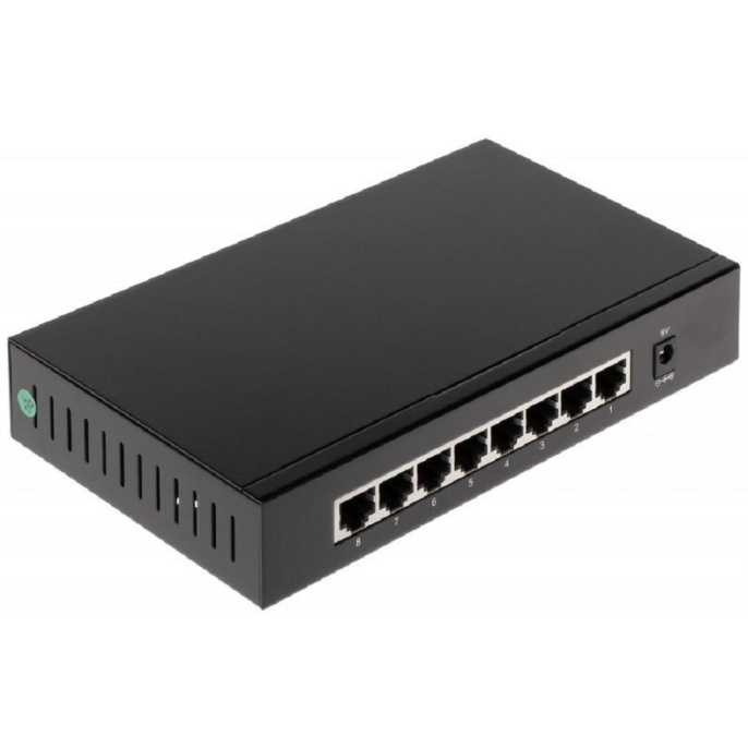 DAHUA DH-PFS3008-8GT 8-портовый гигабитный неуправляемый коммутатор, 8xRJ45 1Gb, коммутация 16 Гбит/с, MAC-таблица 2К
