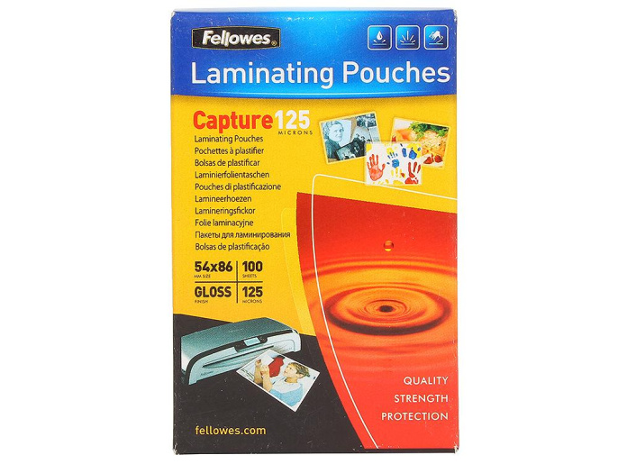 Пленки для ламинирования Fellowes®, 54x86 мм, глянцевая, 125 мкм, 100 шт, трехслойная структура: ПВХ + ПЭТ + ЭВА FS-53063