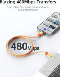 Кабель USB CABLETIME CUP5L (CT-CM60-POR2) апельсин, 2 м, 60 Вт
