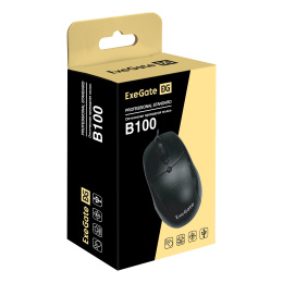 Мышь ExeGate Professional Standard B100 (USB, оптическая, 1000dpi, 3D, 3 кнопки и колесо прокрутки, длина кабеля 1,5м, черная, Color Box) EX298195RUS