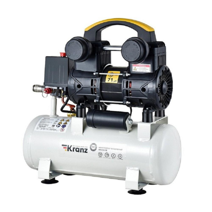  Kranz KR-16-1161 Компрессор воздушный безмасляный KR-850/10, 850Вт, 140 л/мин, 10л