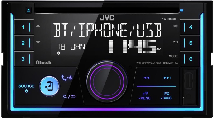 Автомагнитола JVC KW-R930BT 2DIN 4x50Вт v3.0 RDS
