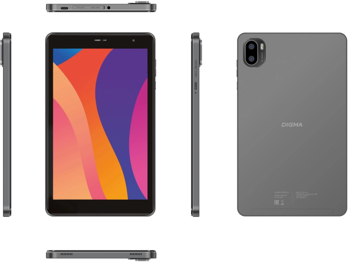 8" Планшет Digma Optima 8430E 4G 4/64 GB T606 4G, 1280 x 800, Android 14, серый [da1c8p01]