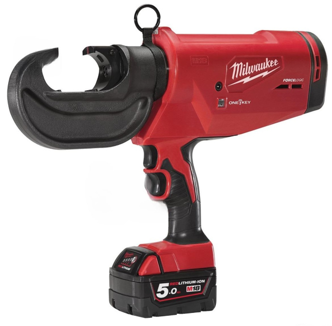 Кримпер гидравлический Milwaukee Force Logic M18 HCCT109/42-522C (4933459273) (аккумуляторный, бесщёточный двигатель, ONE-KEY технология, сила обжима: 109кН, сечение кабеля: 16-400 мм², 1xM18 B5, 1xM18 B2, M12-18 FC зарядное устройство, кейс)