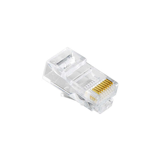 Коннектор ExeGate PL45-C6-8P8C-100 RJ-45 Кат.6 8P8C под одножильный кабель UTP, золотое напыление 100шт EX283691RUS