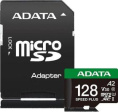 Карта памяти microSDXC UHS-I U3 A-Data Speed Plus 128 ГБ, 180 МБ/с, Class 10, UD128GUI3V30A2SP-RA1, 1 шт., переходник SD