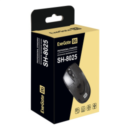 Мышь ExeGate Professional Standard SH-8025 USB, оптическая, 1000dpi, 3D, 3 кнопки и колесо прокрутки, длина кабеля 1,5м, черная, Color Box EX295306RUS