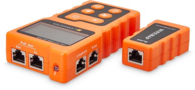 Тестер витой пары с дисплеем, с определением параметров POE LANMASTER LAN-TST-WRM-400-POE