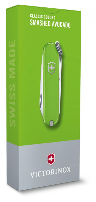 Нож перочинный Victorinox Classic SD Smashed Avocado (0.6223.43G) 58мм 7функц. подар.коробка