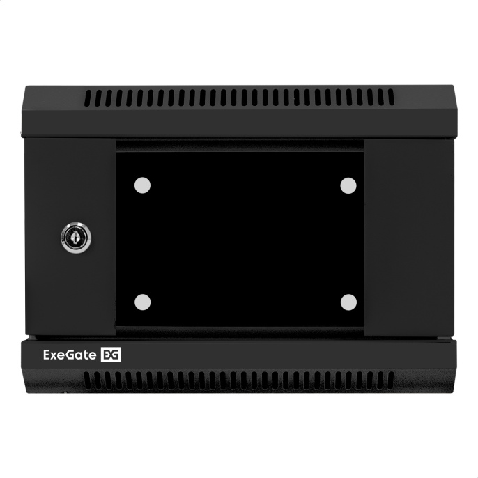 Шкаф телекоммуникационный 10" настенный 4U ExeGate EC-WM-4U.310.G.BLACK (10”, 4U, 330x310x230mm (ШхГхВ), передняя дверь закаленное стекло, пыле- и влагозащита IP23, черный RAL 9004) EX300248RUS
