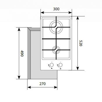 Газовая варочная панель LEX GVG 321 BL, 2 конфорки, закаленное стекло, черный