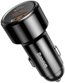 Автомобильное зарядное Baseus Magic Series Dual QC digital display USB + Type-C 45W Black быстрая зарядка, 2 одновременно подключаемых устройства, выходное напряжение: 5В, 20В