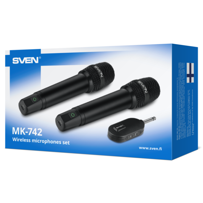 Набор беспроводных микрофонов SVEN MK-742, черный 2.4GHz, 180mAh SV-022549