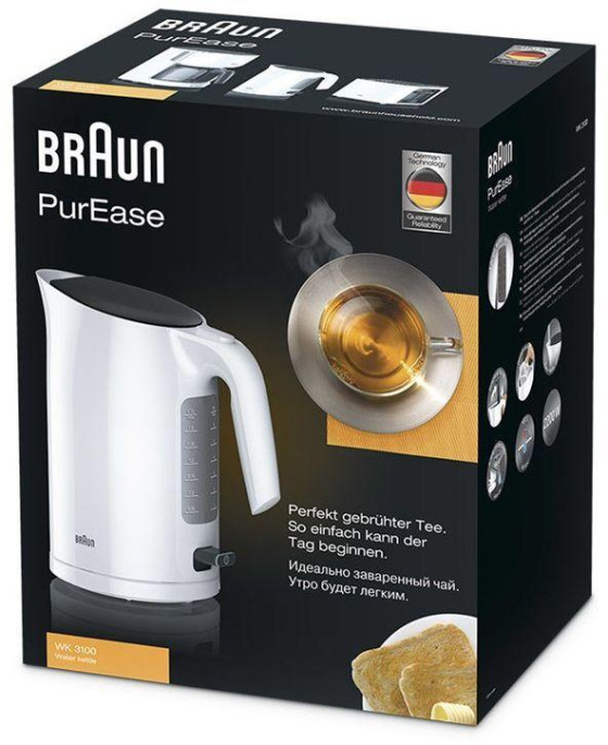 Чайник электрический Braun WK3100 1.7л. 2200Вт белый корпус: пластик 0X21010008