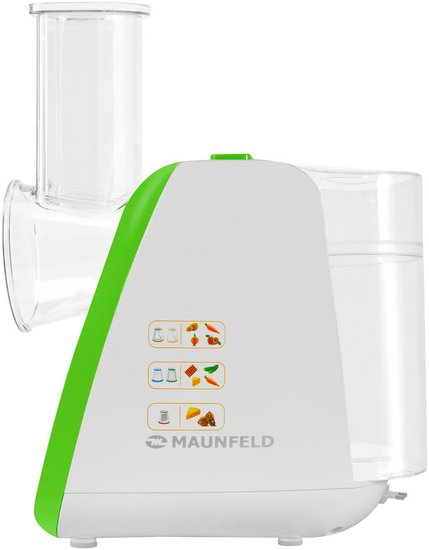 Овощерезка MAUNFELD, 150 Вт, 5 насадок, белый/зеленый MF-1031GC