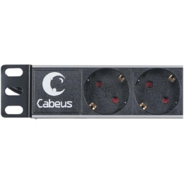 Блок розеток для 19" шкафов, горизонтальный, 9 розеток, 16A Cabeus PDU-9P-2EU без выключателя, шнур 2м, немецкий стандарт