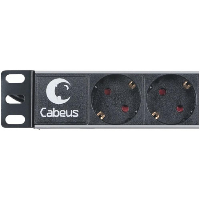 Блок розеток для 19" шкафов, горизонтальный, 9 розеток, 16A Cabeus PDU-9P-2EU без выключателя, шнур 2м, немецкий стандарт