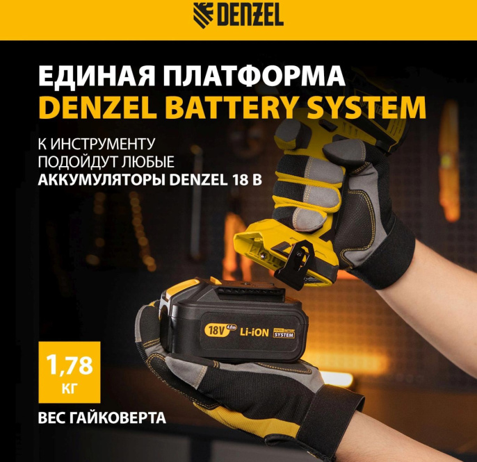 Гайковерт Denzel CIW-IB-300-0 аккум. патрон:квад.1/2" 26502
