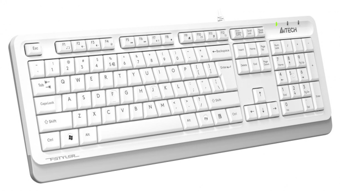 Клавиатура A4TECH Fstyler FKS10, USB, мембранная, белый/серый [fks10 white]