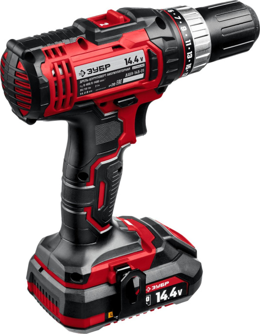 Дрель-шуруповерт Зубр ДШЛ-145-21, 2Ач,  с одним аккумулятором