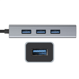 USB-Хаб (концентратор) 4-в-1 ExeGate DUB-4 (кабель-адаптер USB3.0 --> 4xUSB3.0, Plug&Play, корпус алюминиевый, серебристый) EX293981RUS