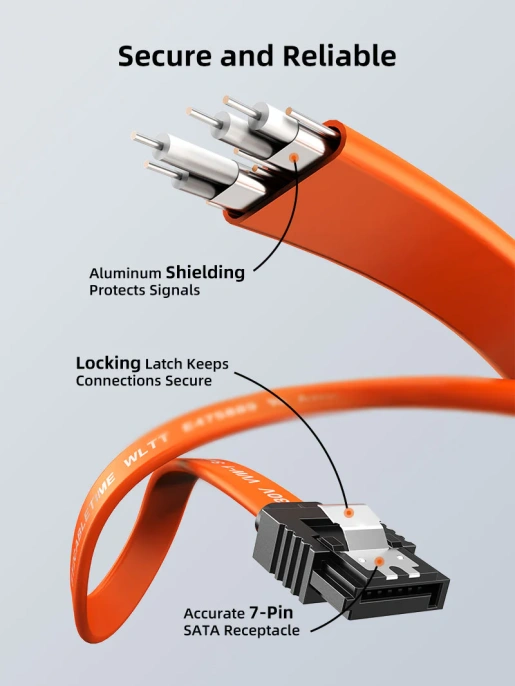 Кабель CABLETIME CAS1E (CT-SATA3R-B0.5) 0.5 м, Orange, SATA 3.0 с прямым углом