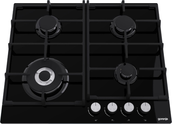Газовая варочная панель Gorenje Essential GTW641AKB, 4 конфорки, закаленное стекло, черный
