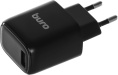 Сетевое зарядное устройство Buro BUWG1,  USB-A,  18Вт, 3A, черный [buwg18p100bk]