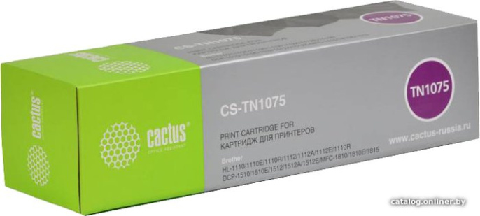 Картридж лазерный Cactus CS-TN1075 TN-1075 черный (1000стр.) для Brother HL-1110/1112/1510/1512/1810/1815