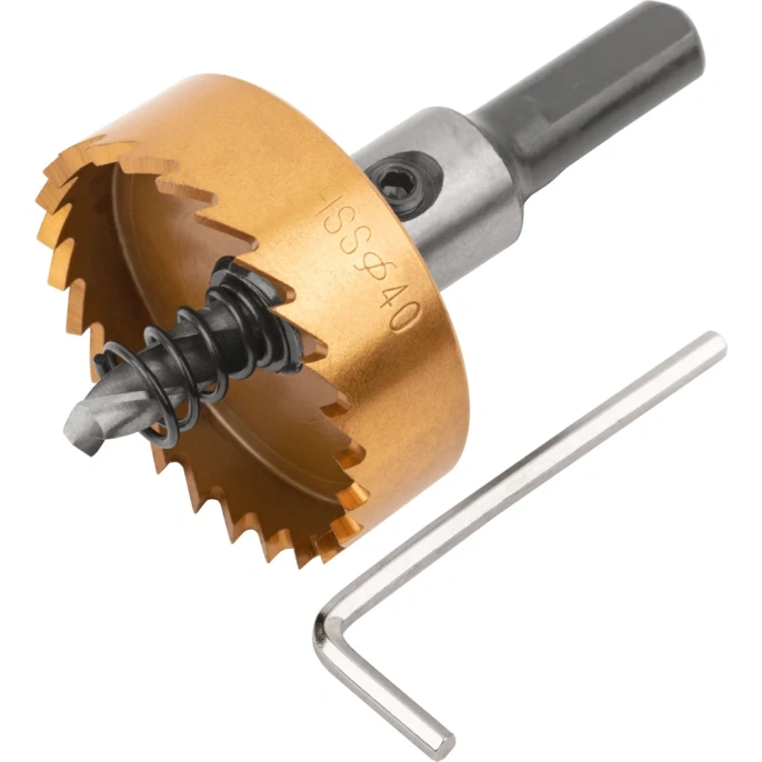 Коронка кольцевая по металлу 40 мм, HSS сталь, титановое покрытие FIT 36872