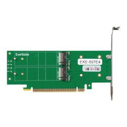 Переходник ExeGate EXE-597E4 4 x M.2 M key - PCI-E x16 v3.0, для установки четырех SSD M.2 2230/2242/2260/2280/22110 M key NGFF в слот PCI-E, материнская плата должна быть c функции Bifurcation PCI-E EX298299RUS