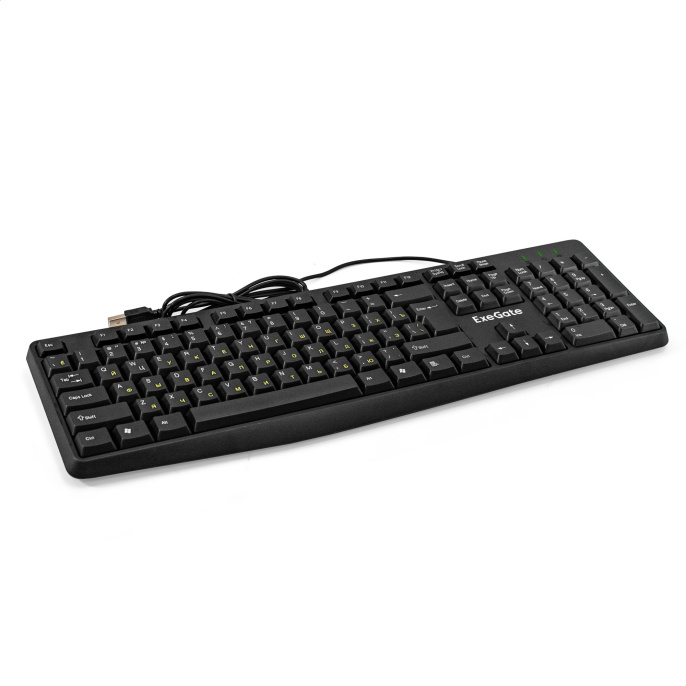 Клавиатура ExeGate Smart K120 (USB, полноразмерная, влагозащищенная, 104кл., Enter большой, длина кабеля 1,6м, черная, RTL) EX298364RUS