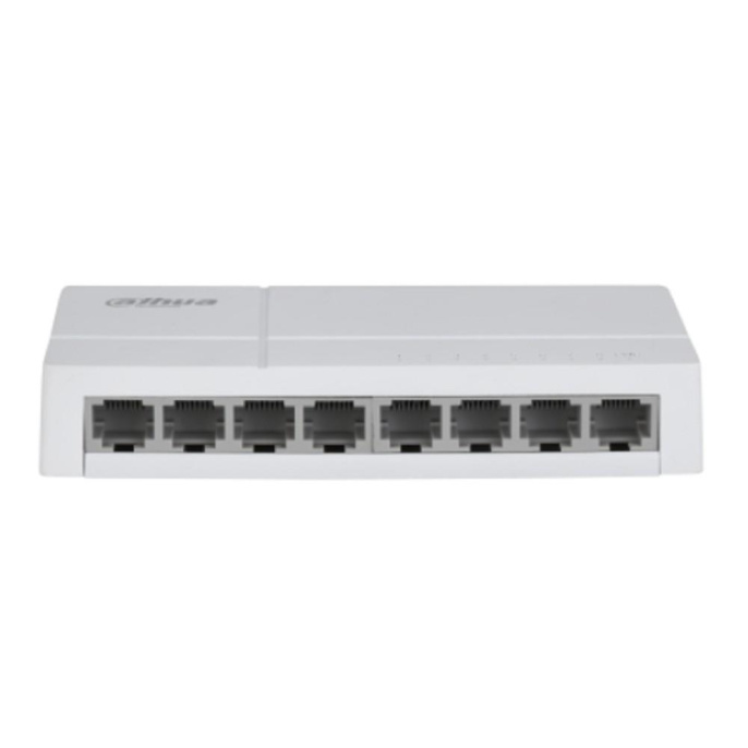 DAHUA DH-SF1008L 8-портовый неуправляемый коммутатор, 8x10/100 Base-T, коммутация 1.6 Гбит/с, MAC-таблица 2K, пластик